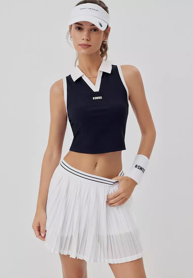 女裝 K-SWISS LOGO 拼色網球風POLO背心 無袖上衣