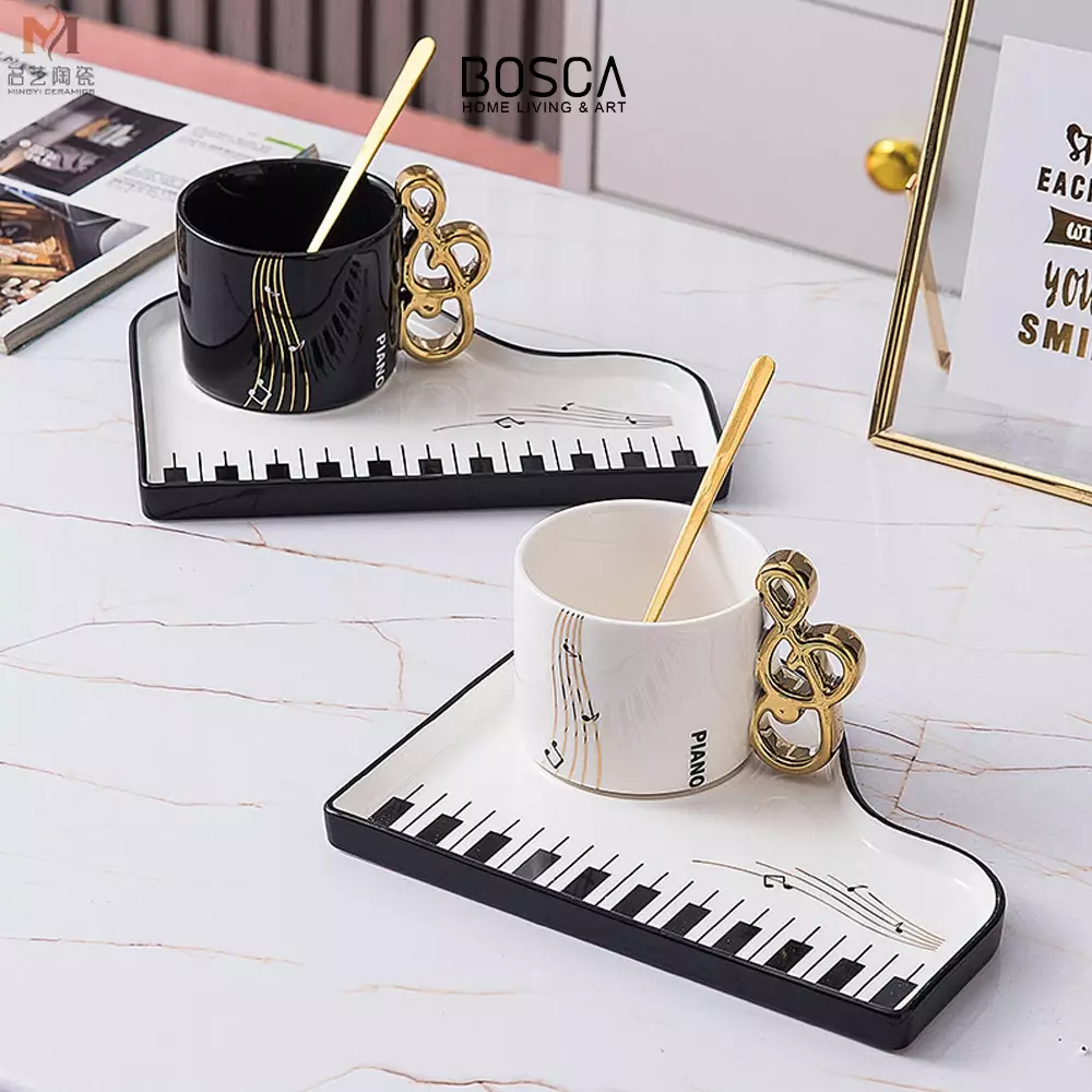 Jual Bosca Living Piano Ceramic Mug Set Cangkir Keramik Bentuk Piano Unik Estetik Gelas Teh