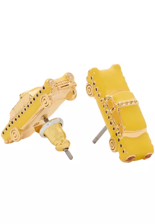 Hit The City Taxi Studs Earrings in Yellow Multi KJ702