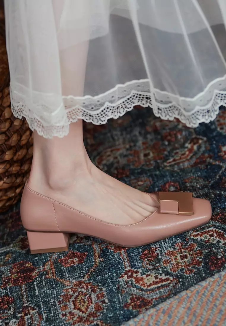 Square Buckle Lamb Leather Pumps BSH1012511