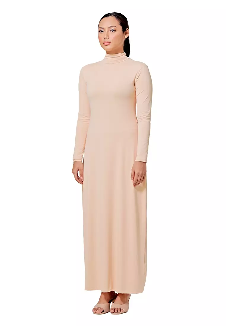 Inner Dress Turtleneck Long Sleeve in Beige