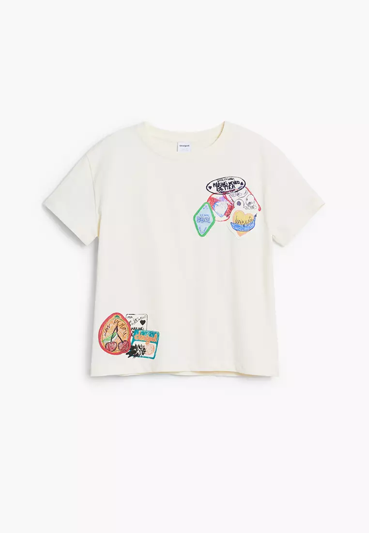 T-shirt with embroidered patches