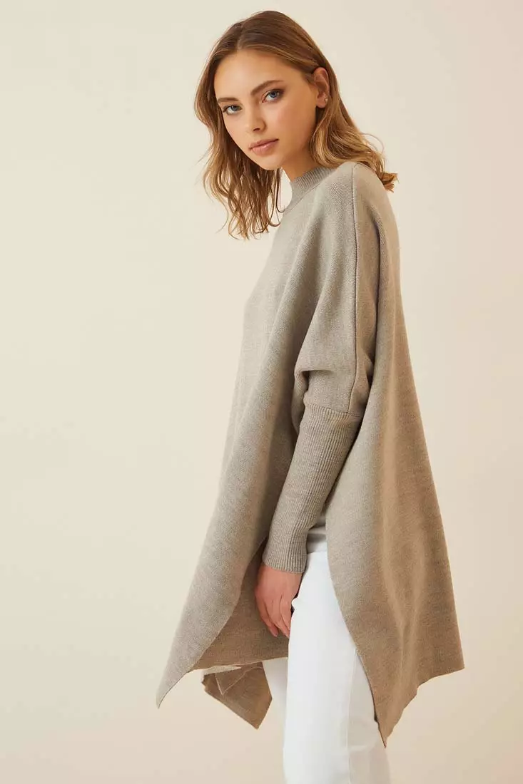 Slits in the Side Oversized Poncho Sweater