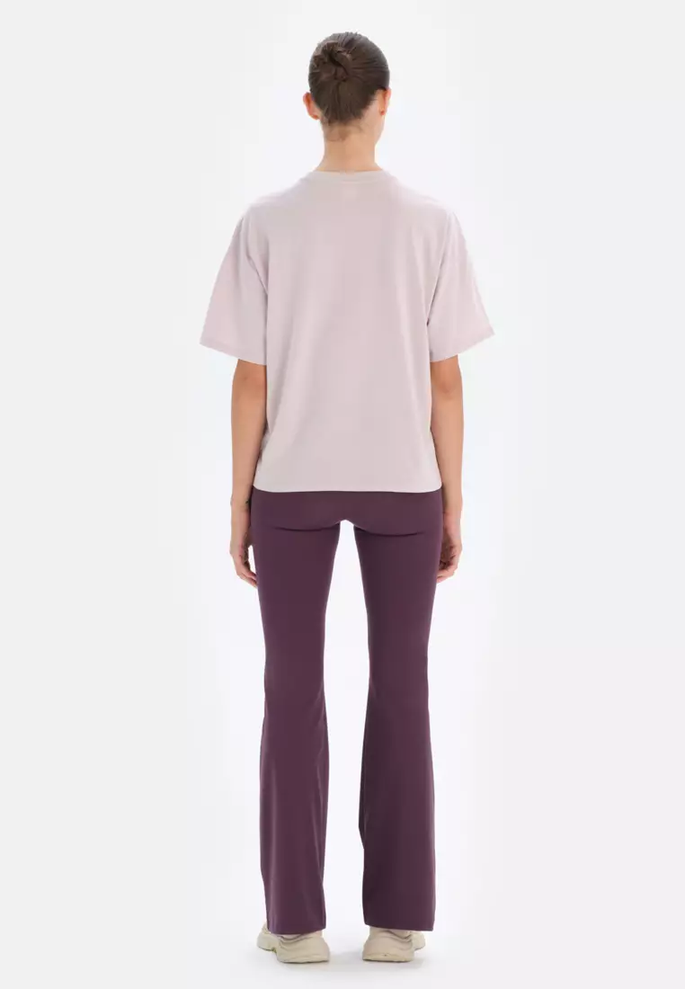 Lılac T-Shirt, Geometric Printed, Crew Neck, Regular Fit, Short Sleeve Activewear for Women
