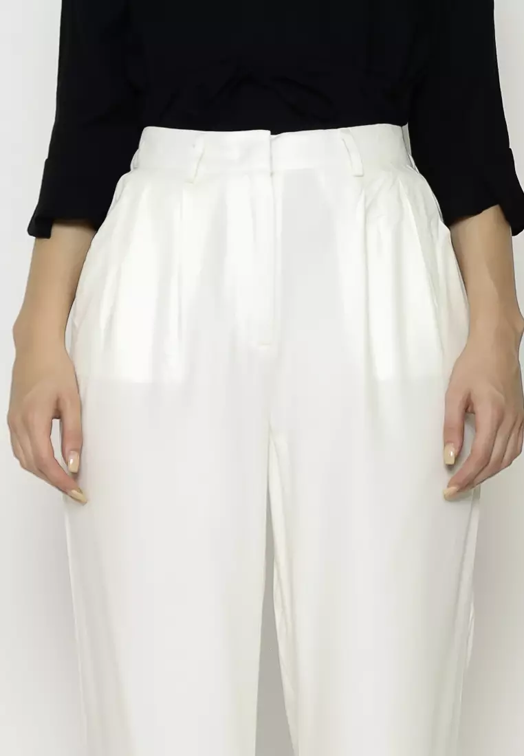 Urban Exchange Noya White Palazzo Pants - Celana Panjang Putih Broken White