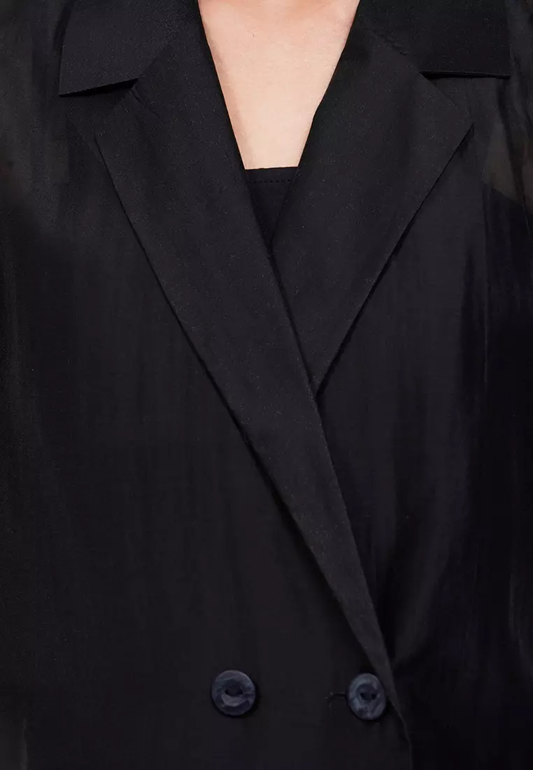 Double Breasted Sheer Blazer