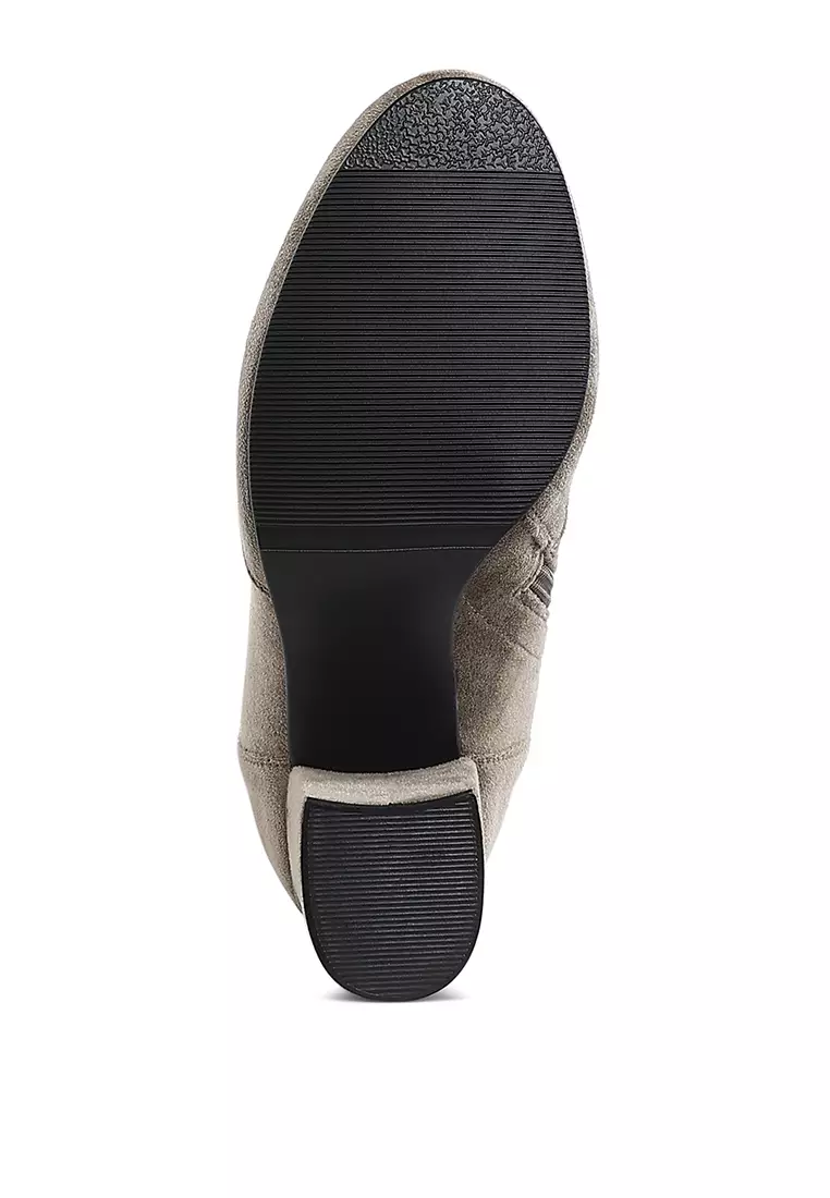 Microfiber Calf Boots in Taupe