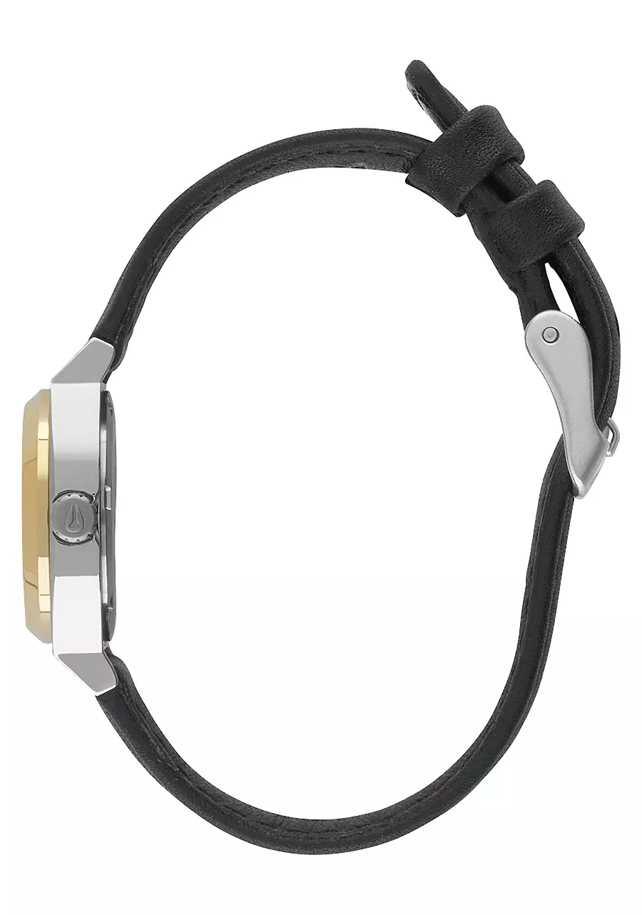 Jual Nixon SMALL TIME TELLER LEATHER SILVER/GOLF/BLACK Original