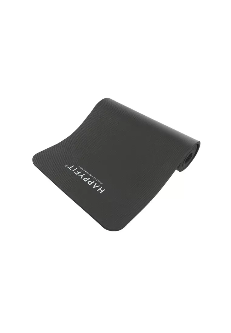 HAPPYFIT Yoga Mat Polos NBR 15mm Free Strap Black