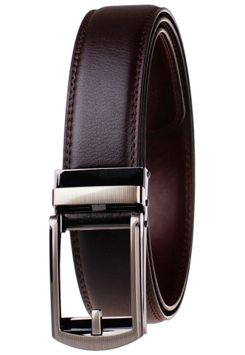 FANYU brown Men's Slide Buckle Automatic Belts Ratchet Genuine Leather Belt 35mm Width A0923ACE64CA59GS_1