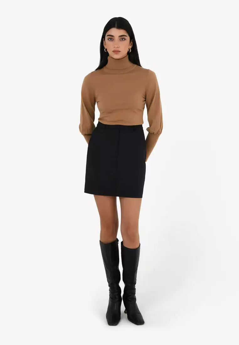andmary Tess blouse mini dress black