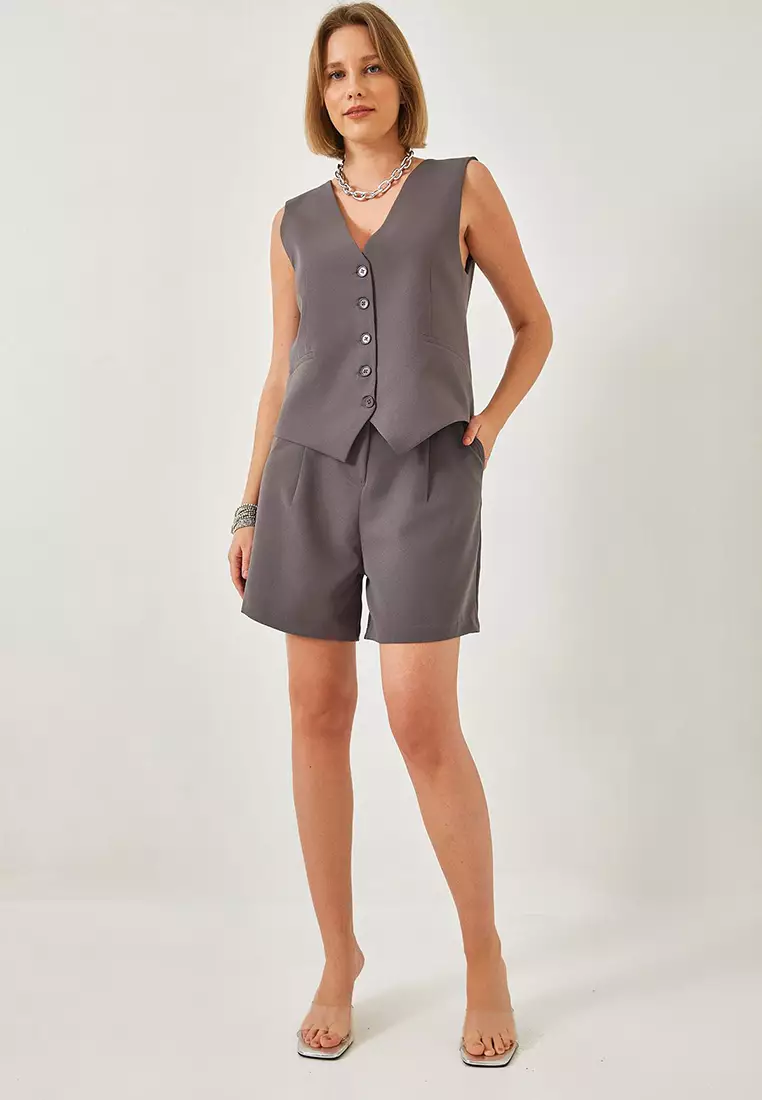 Women's V-Neck Vest Shorts Set 60316 60271017