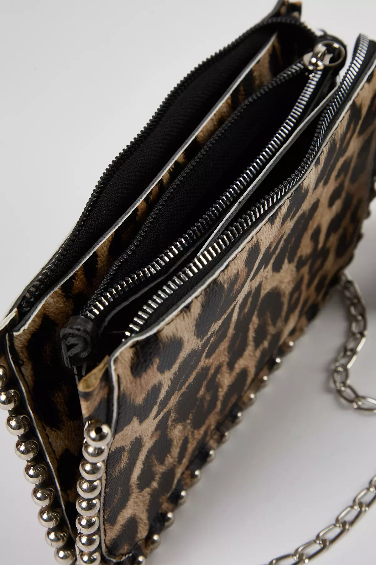 Brown Leopard Printed Studded Women's Wallet Bag - Cross Strap Twoaw25Oc00005