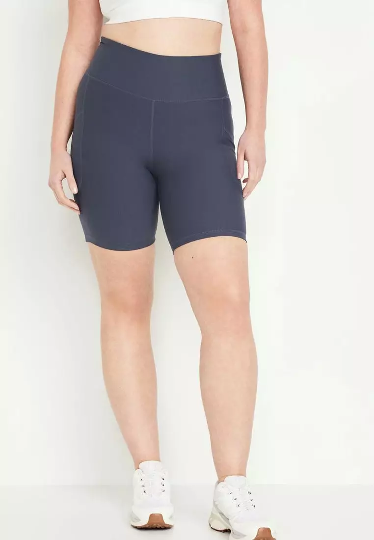 High-Waisted Powersoft Biker Shorts For Women -- 8-Inch Inseam