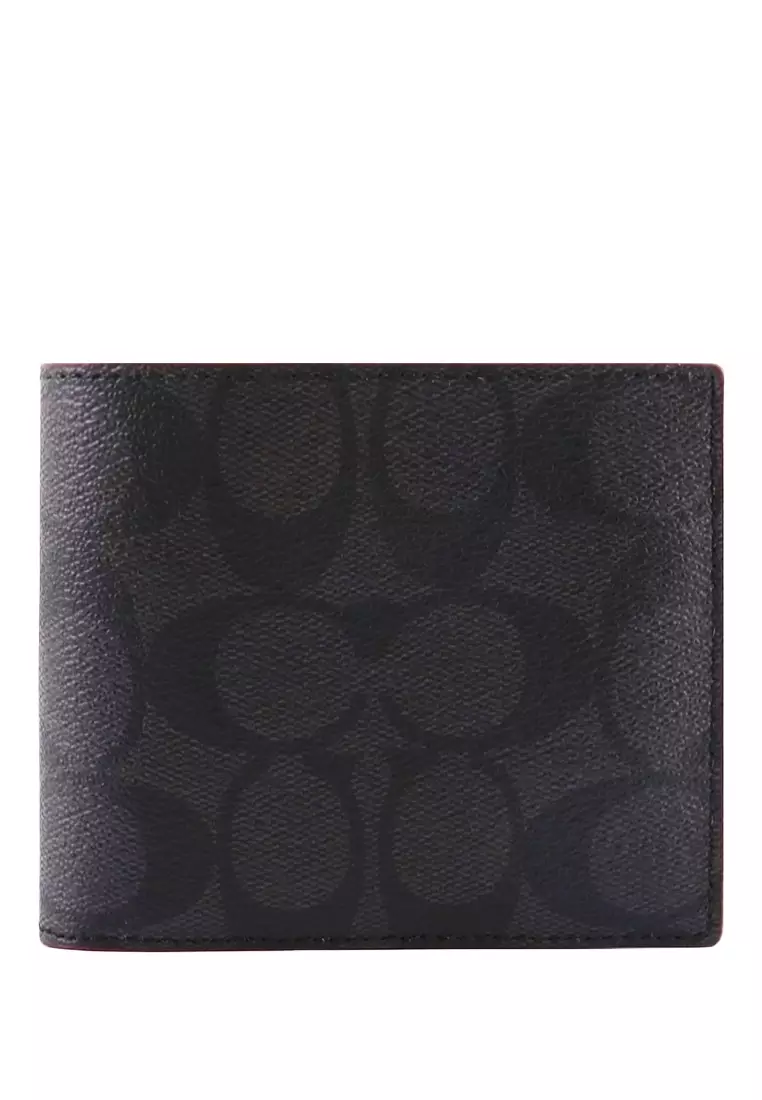 網上選購 Coach Coach Compact ID Wallet In Signature Canvas Black 2024 系列