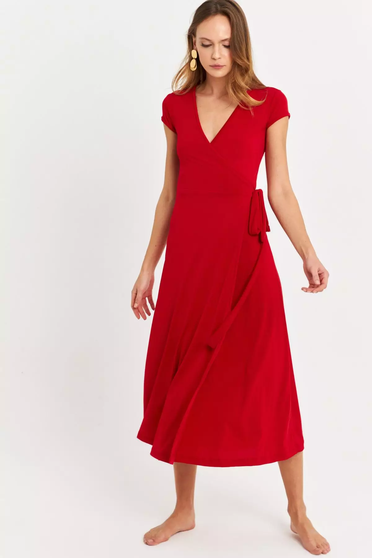 Side Tie Midi Dress