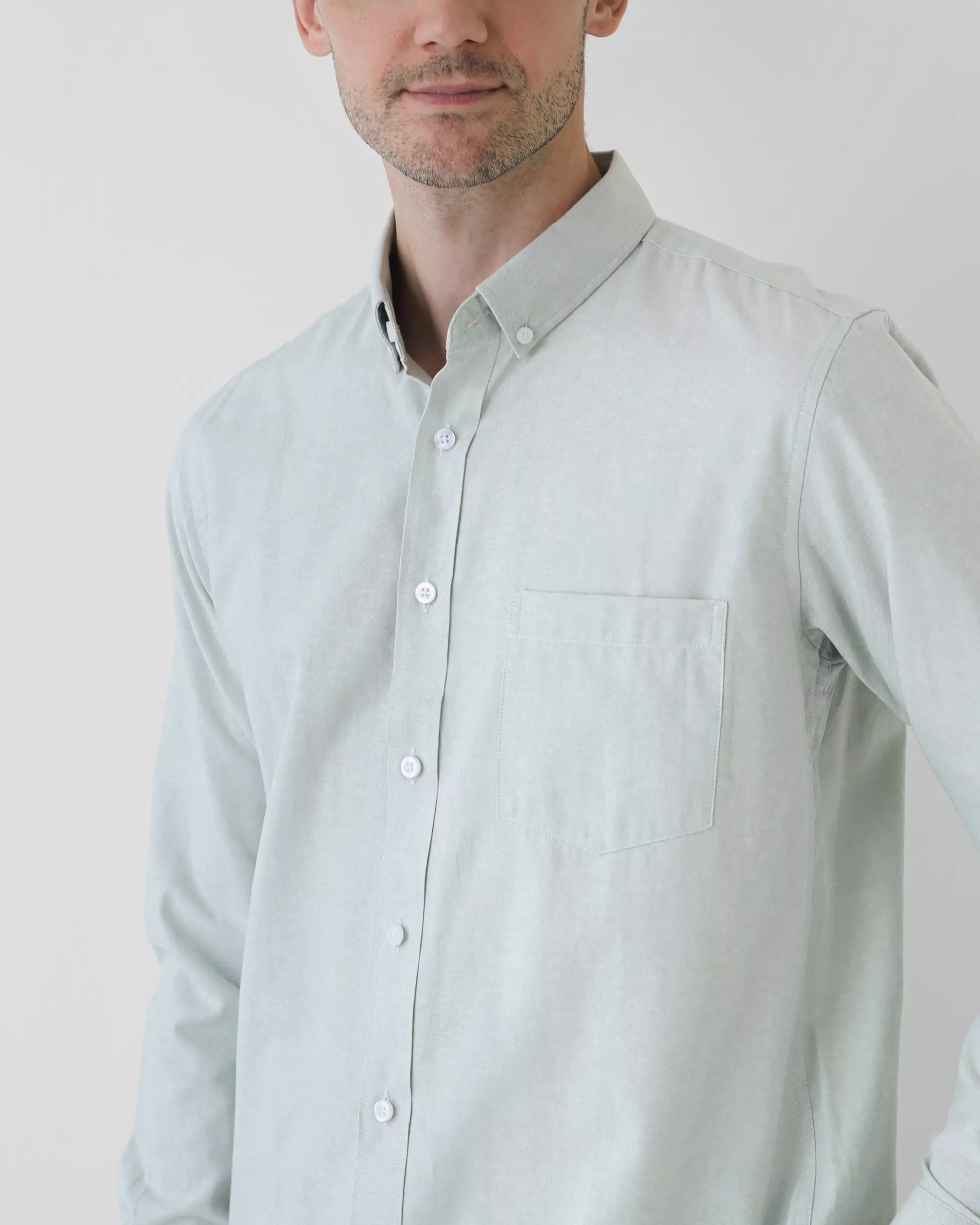 Cotton Well Marc Long Sleeve Oxford Shirt Mint Green | Kemeja Pria Lengan Panjang Basic Polos Hijau Muda