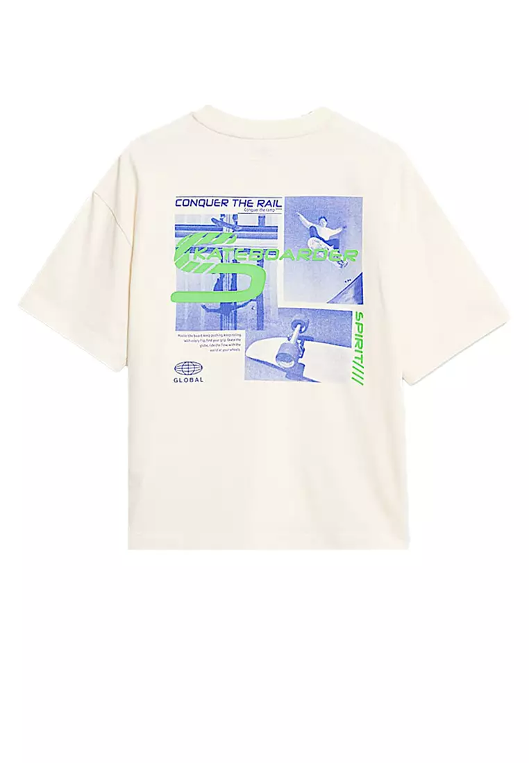 Pure Cotton Skater Graphic T-Shirt