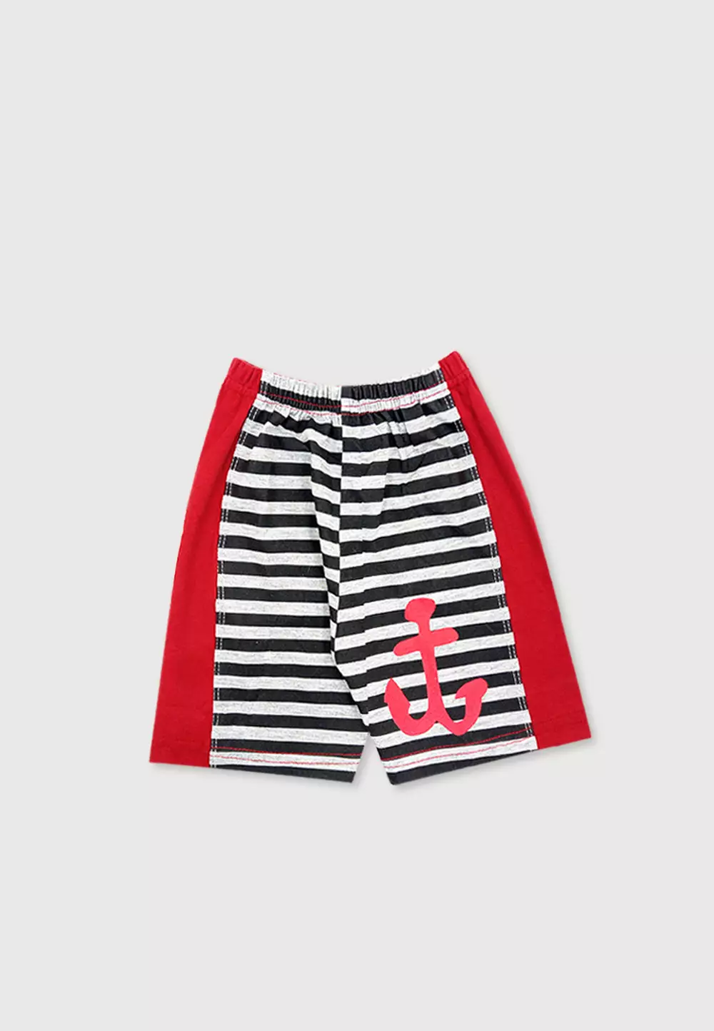 Wakakids Setelan Bayi Laki Laki Baju Lengan Pendek Anak Usia 12 Bulan Hingga 18 Bulan Set Celana Kaos Motif Anchor Sea 3094 Merah