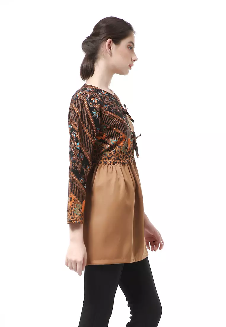 Olaf Atasan Wanita Batik Kerja Elegant Design Material Cotton ORIGINAL - Brown