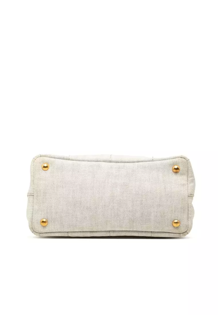 Pre-Loved Prada Small Denim Canapa Logo Tote