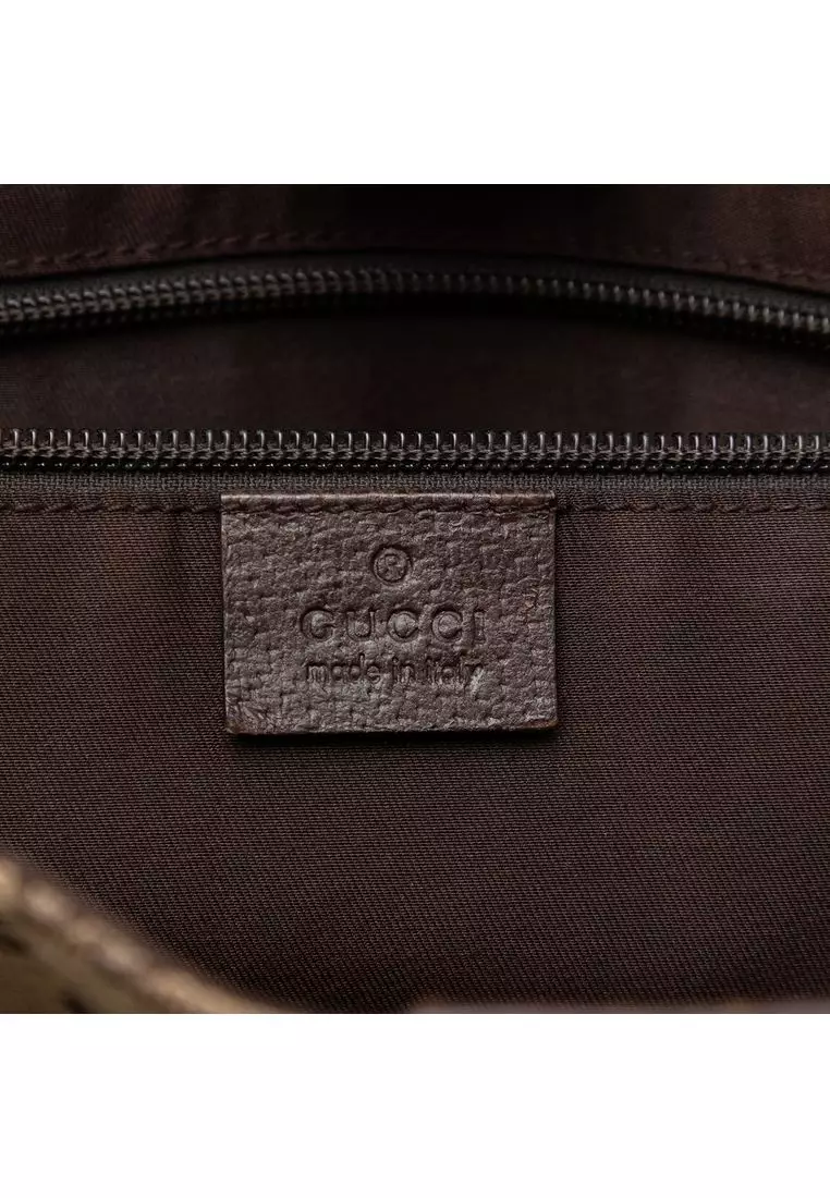 Pre-Loved Gucci Gg Canvas Web Double Pockets Tote