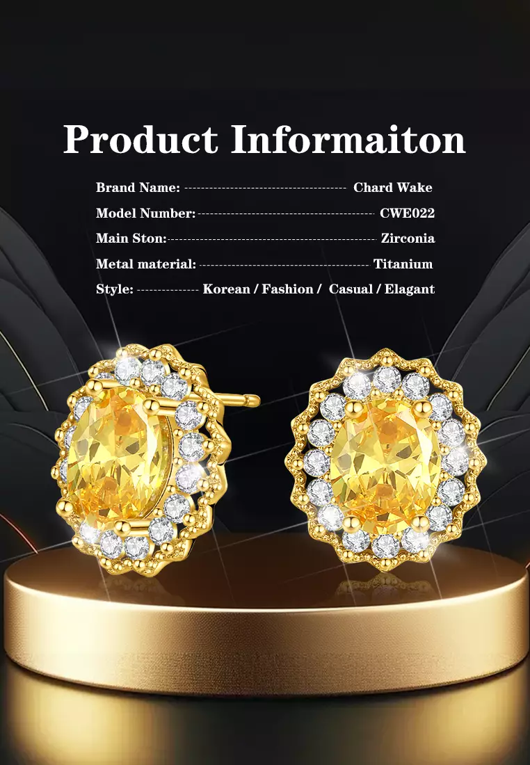 Anting Wanita Korean Fashion Berlian Anting Giwang Perhiasan Original Kotak Indah gold