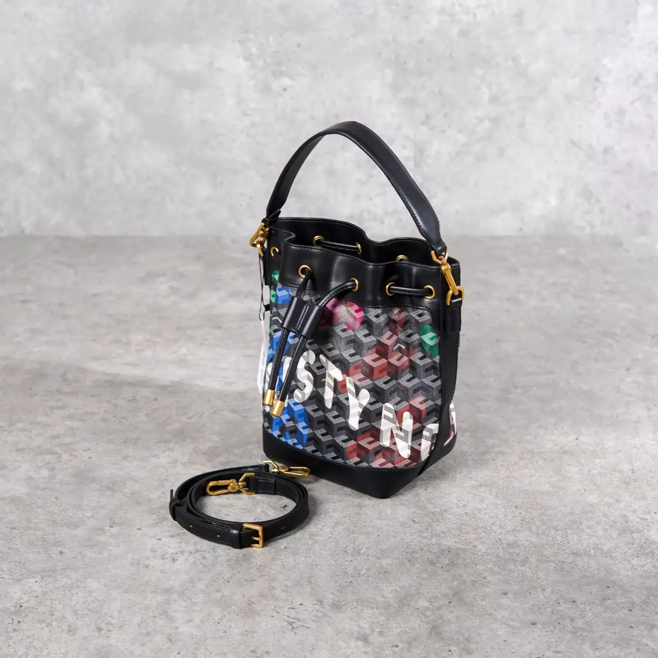 Tas CHRISTY NG GIORGIO MONOGRAM PATTERN MULTICOLOR BUCKET BAG 100% ORIGINAL