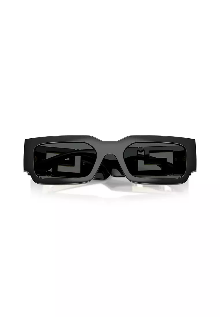 Buy Versace Men's Rectangle Frame Black Injected Sunglasses
