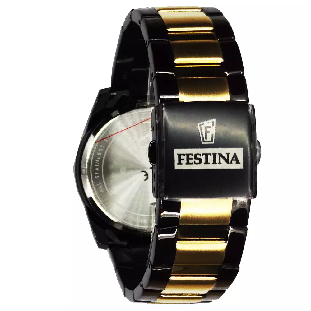 Festina Orologio Uomo Analogico in Acciaio Inossidabile 316L Dorato - Movimento al Quarzo - Calendario - Vetro Minerale ad Alta Resistenza - Impermeabile 5 ATM F20513/3