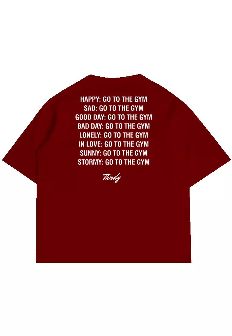 MTW18 kaos oversize gym pria distro bahan tebal scuba "go to the gym" maroon