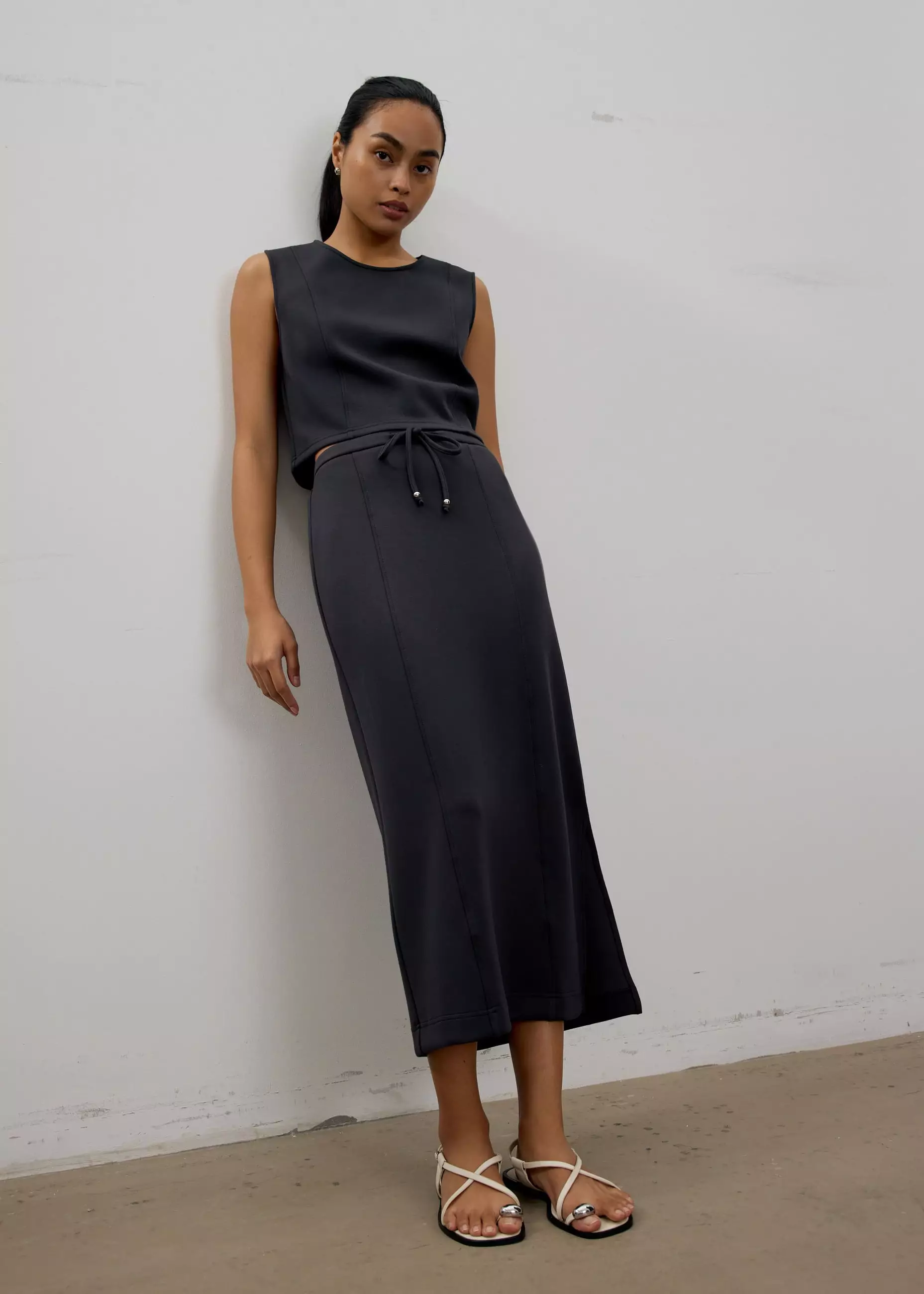 Rok Wanita - Neoprene High Waist Column Midaxi Skirt