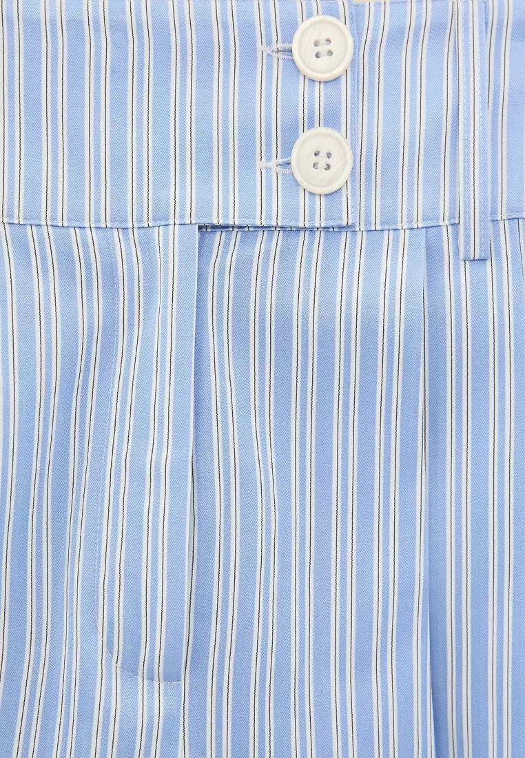 Pleated Striped Shorts