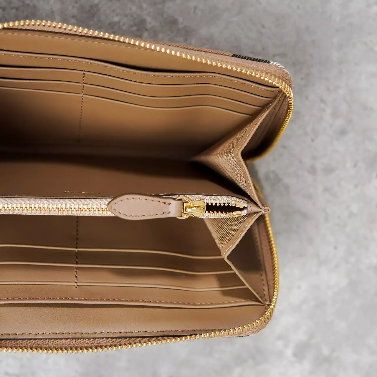 Dompet BURBERRY CHECK BROWN CAMEL ZIP LONG WALLET 100% ORIGINAL