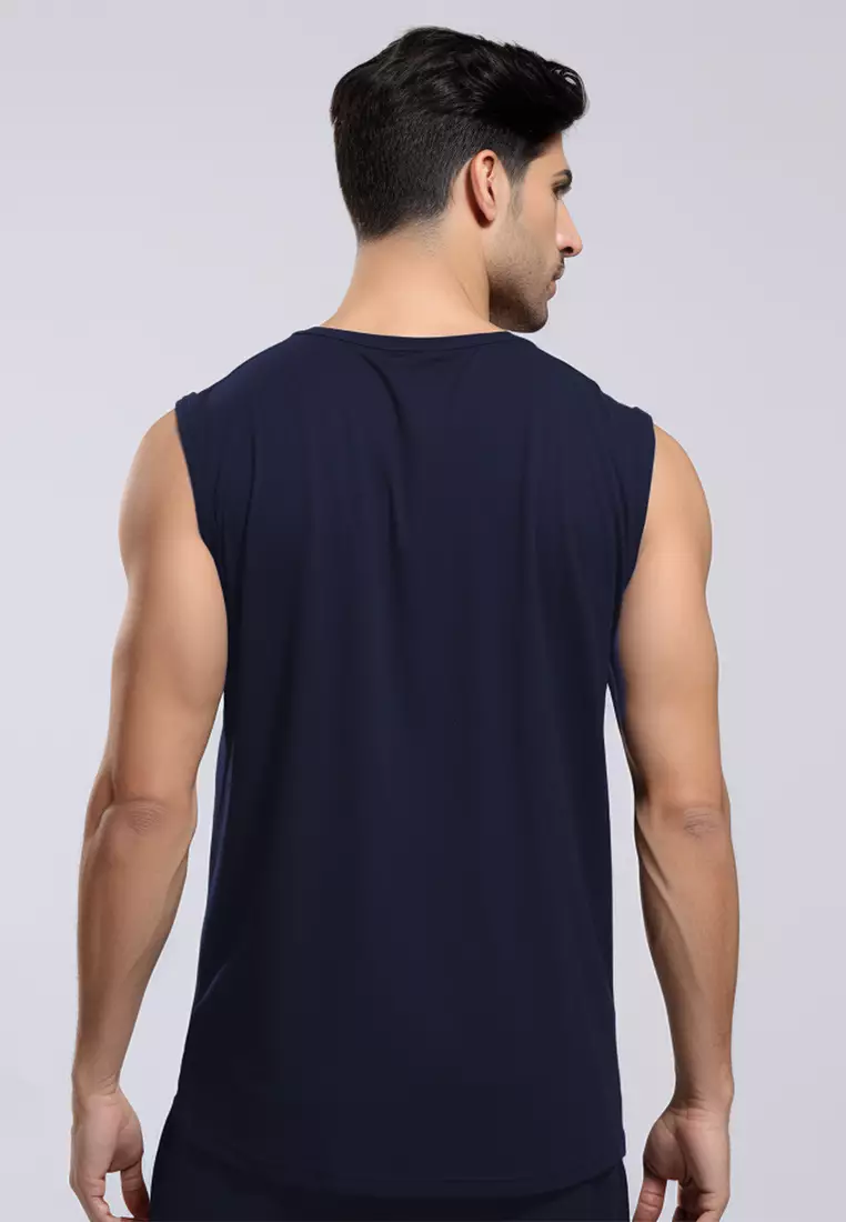 MTI82 Kutung Pria Casual  HKR Logo Katakana Paragraph Navy