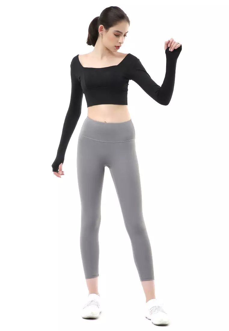 Mikayla One Set Pakaian Olahraga Wanita Atasan & Celana Panjang Kombinasi Warna Material Polyester ORIGINAL - Black Gray