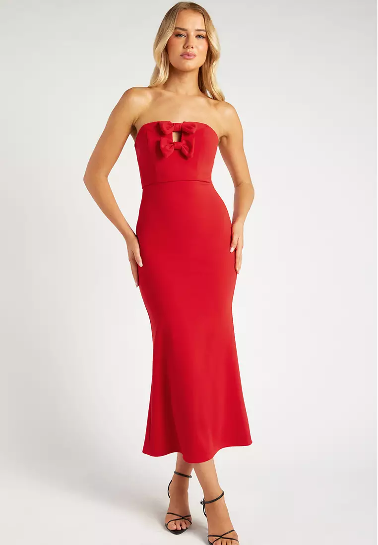 Keyhole and Bow Midi Dress