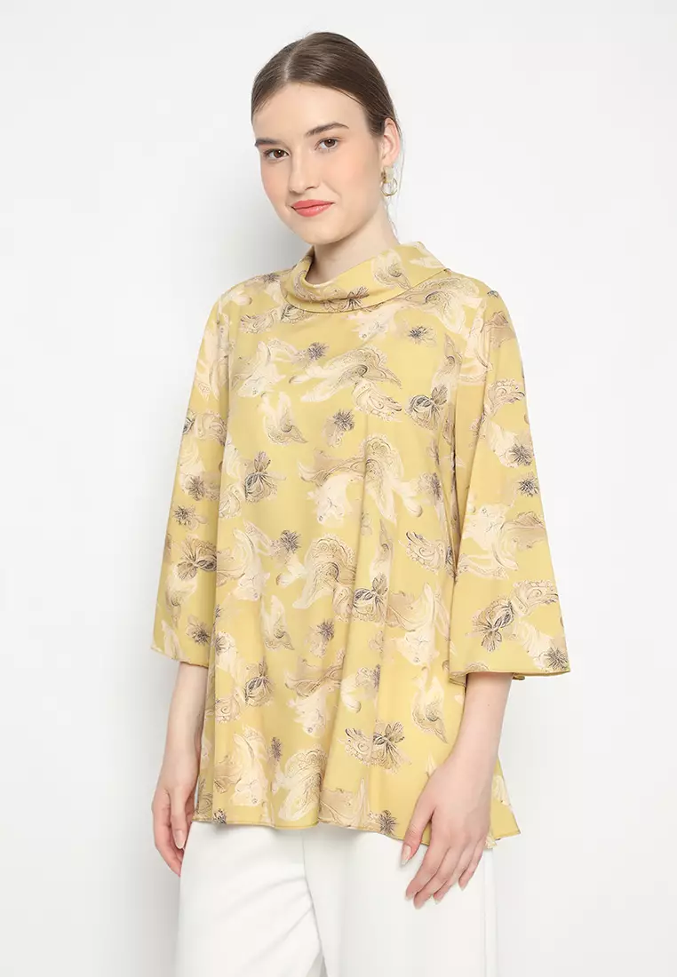 Blouse Draffery Paisley Motif Soft Yellow By Brilliant Girl Warna KUNING