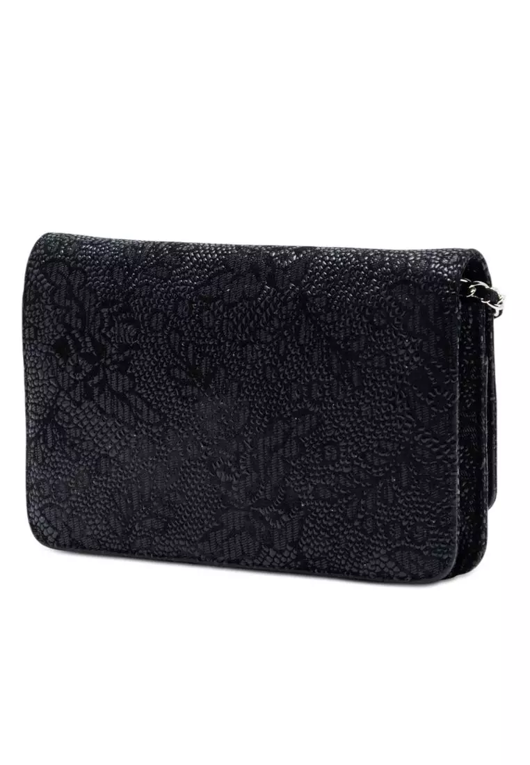 Pre-Loved Chanel Cc Lace Overlay Goatskin Wallet On Chain