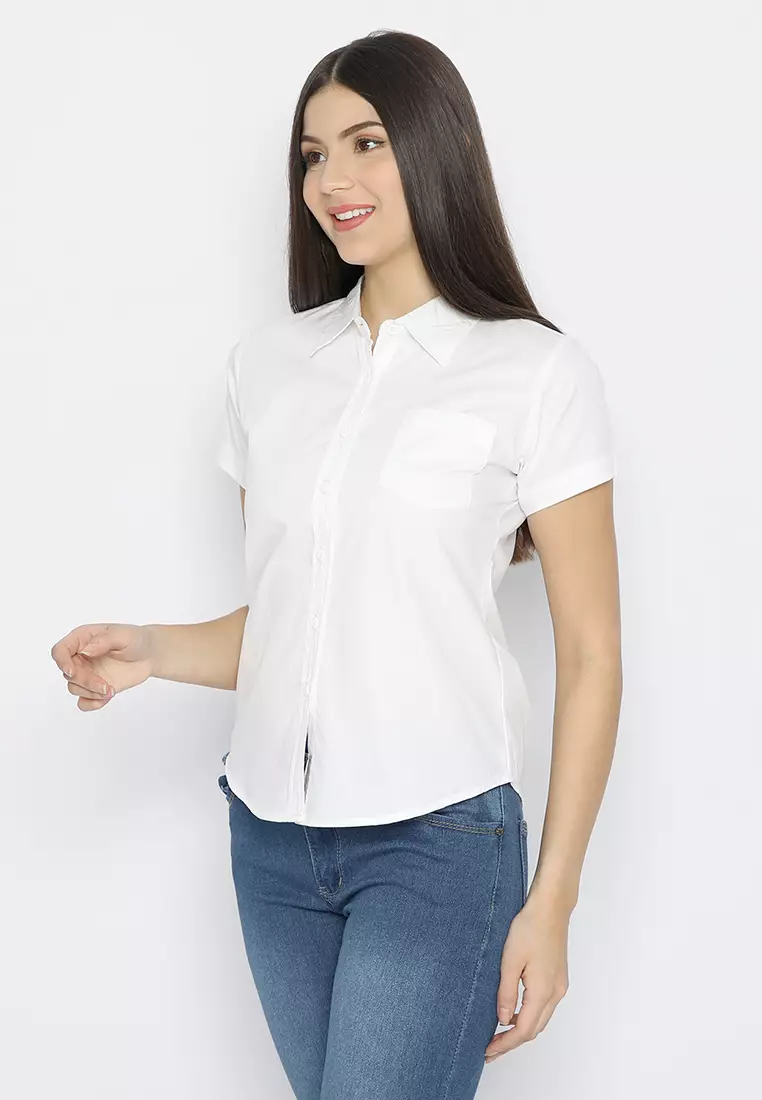 Jual Mobile Power Mobile Power Ladies Short Sleeve Shirt - White S8341 ...