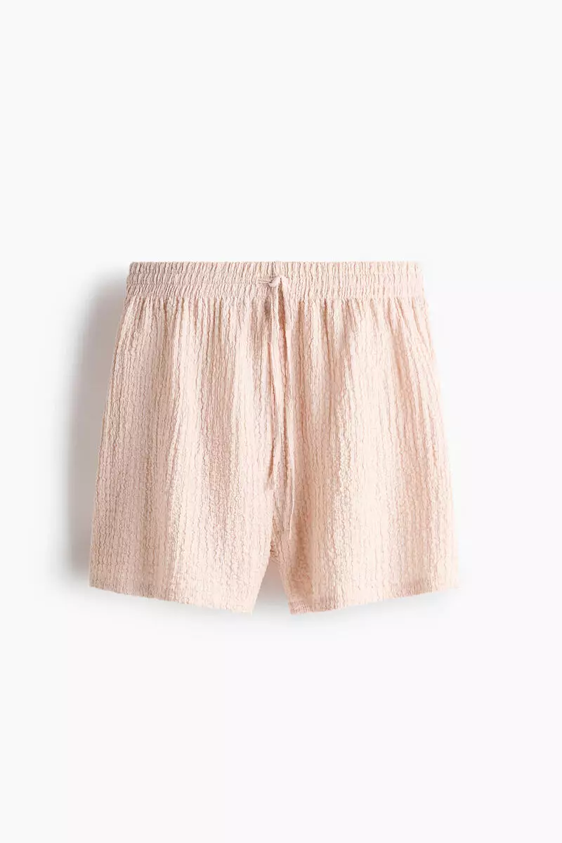 Textured jersey drawstring shorts