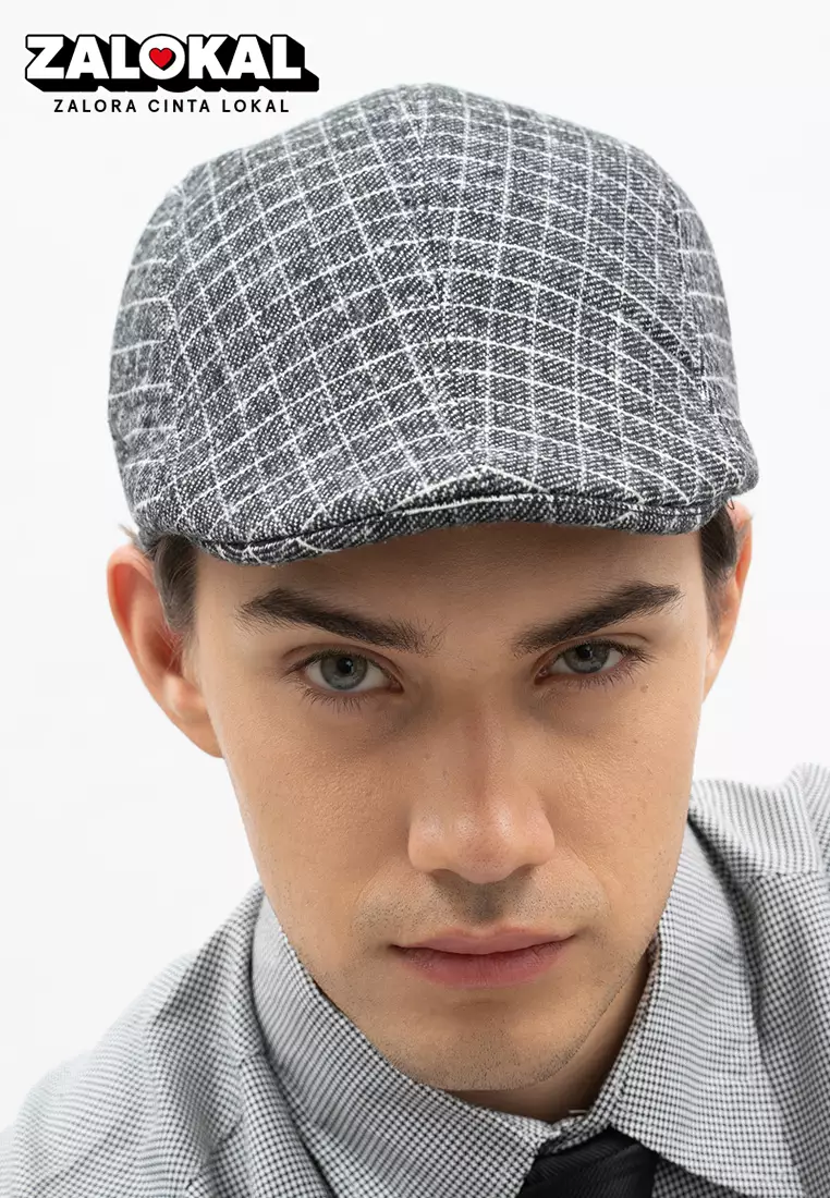Topi Fedora Hat Painter Grey List Square