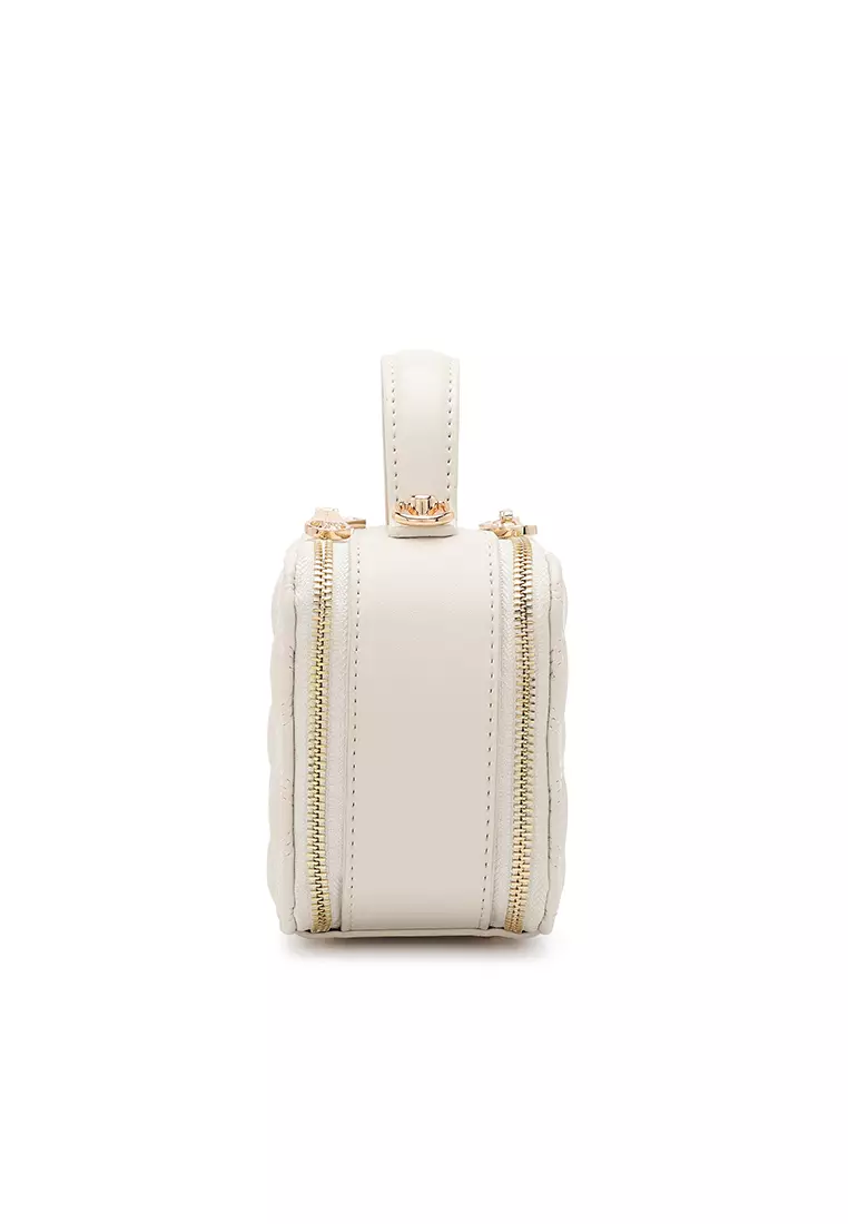Women's Boxy Top Handle Bag / Sling Bag / Crossbody Bag - White