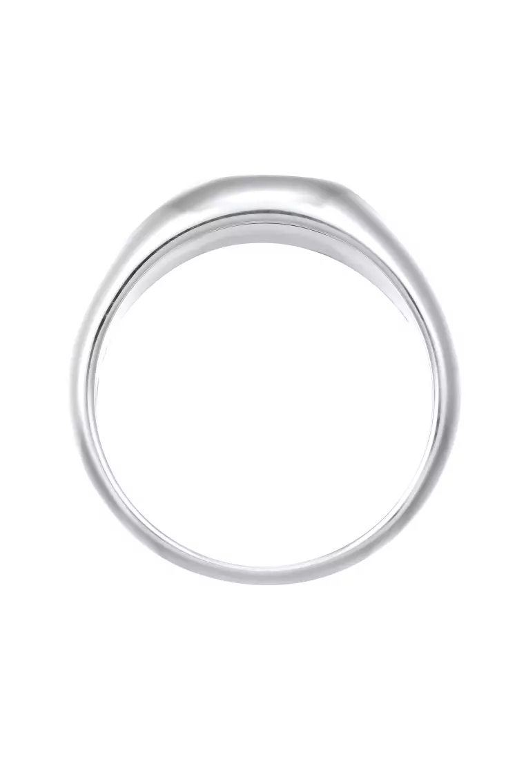 Men’s Silver Oval Enamel Dome Ring