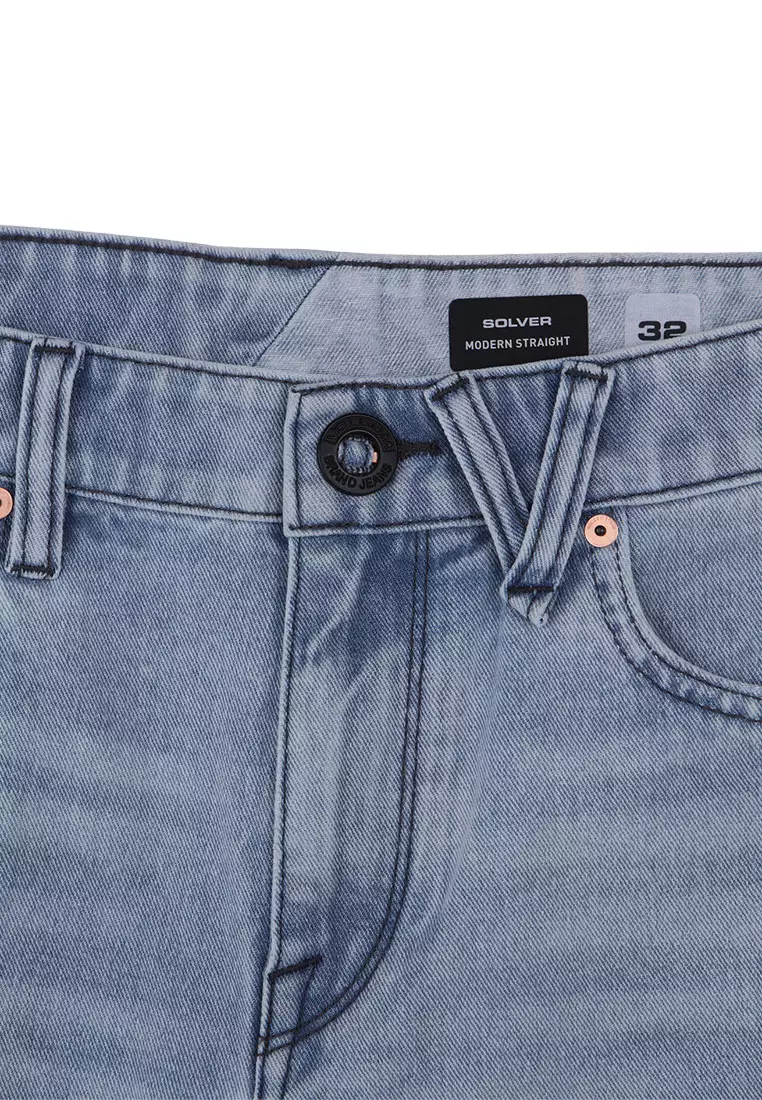 MWD SOLVER DENIM SHORTS WORN LIGHT BLUE