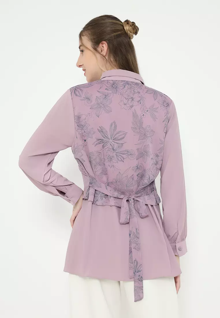 Wispie Shirt Floral Purple By Brilliant Girl Warna UNGU