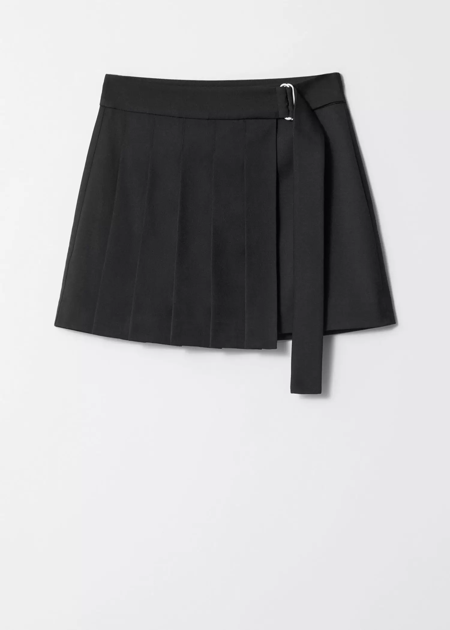 Pleated Wrap Mini Skirt