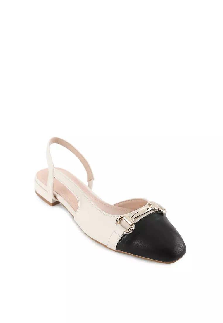 JACQUELINE J2314-6 SLINGBACK SHOES OFFWHITE/BLACK