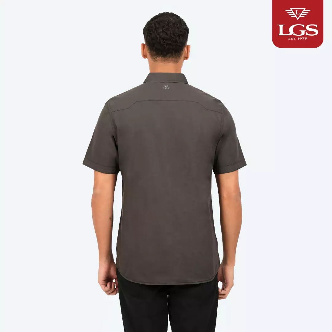 LGS - Kemeja Pria - Man Shirt - Slim Fit - Bahan Nyaman - Lengan Pendek - Abu Gelap - JSH.391.S2075F.1030.C