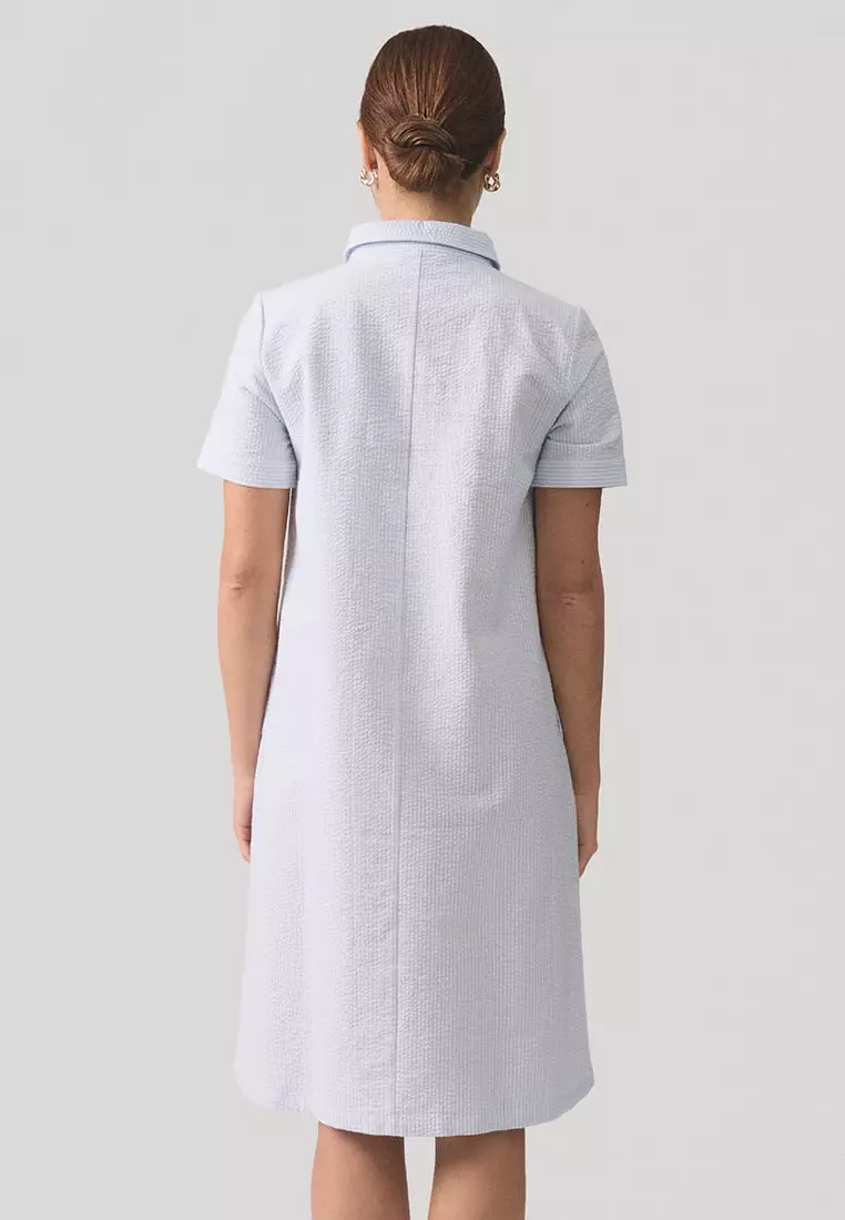 Seersucker Half Placket Dress